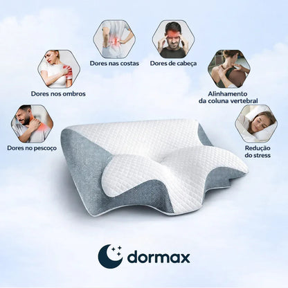 Almofada ergonómica para aliviar dores no pescoço, costas, ombros e melhorar o sono.
